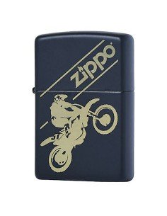 Encendedor Zippo Stamp Motocross 29528 Black Mate - Negro
