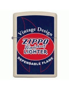 Encendedor Zippo Stamp vintage design flame 29536 - Blanco Azul