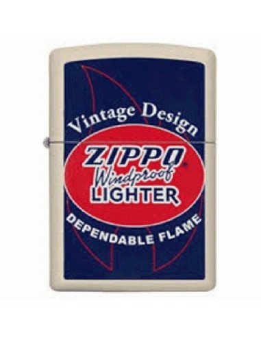 Encendedor Zippo Stamp vintage design flame 29536 - Blanco Azul