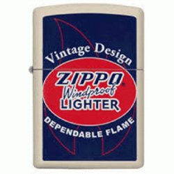 Encendedor Zippo Stamp vintage design flame 29536 - Blanco Azul