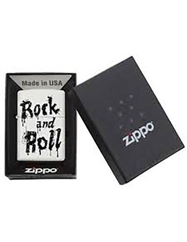Encendedor Zippo Stamp Rock and Roll 29538 - Blanco Negro