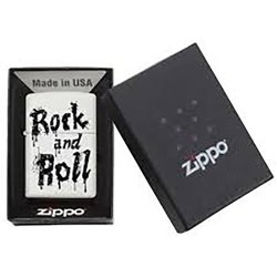 Encendedor Zippo Stamp Rock and Roll 29538 - Blanco Negro