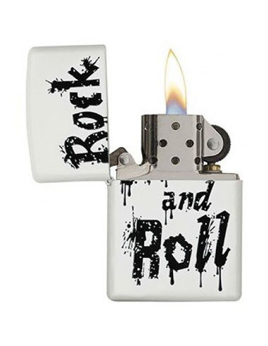 Encendedor Zippo Stamp Rock and Roll 29538 - Blanco Negro