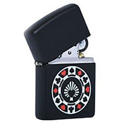 Encendedor Zippo Stamp Poker Chain Ficha Casino 29543 - Negro