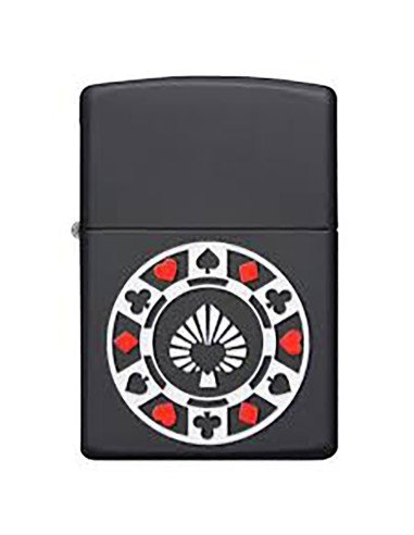 Encendedor Zippo Stamp Poker Chain Ficha Casino 29543 - Negro