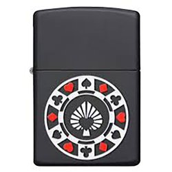 Encendedor Zippo Stamp Poker Chain Ficha Casino 29543 - Negro