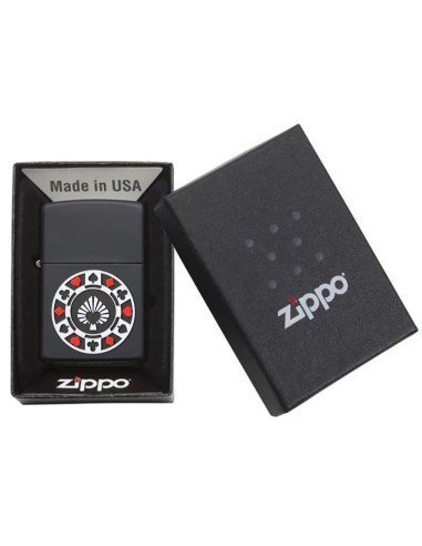 Encendedor Zippo Stamp Poker Chain Ficha Casino 29543 - Negro