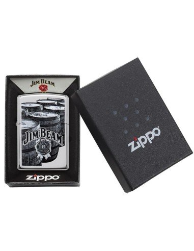 Encendedor Zippo Stamp Jim Beam Bourbon Barrels 29324 High Polish Chrome - Plateado