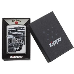 Encendedor Zippo Stamp Jim Beam Bourbon Barrels 29324 High Polish Chrome - Plateado