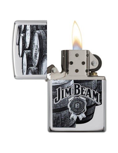 Encendedor Zippo Stamp Jim Beam Bourbon Barrels 29324 High Polish Chrome - Plateado