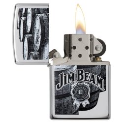 Encendedor Zippo Stamp Jim Beam Bourbon Barrels 29324 High Polish Chrome - Plateado