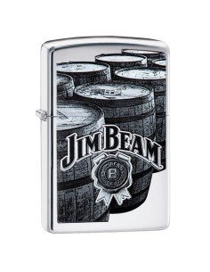 Encendedor Zippo Stamp Jim Beam Bourbon Barrels 29324 High Polish Chrome - Plateado