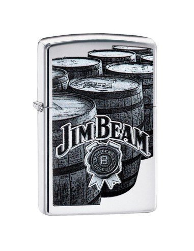 Encendedor Zippo Stamp Jim Beam Bourbon Barrels 29324 High Polish Chrome - Plateado