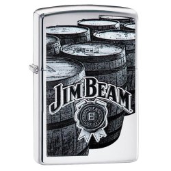 Encendedor Zippo Stamp Jim Beam Bourbon Barrels 29324 High Polish Chrome - Plateado