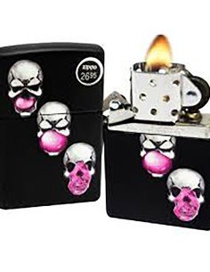Encendedor Zippo Stamp Skull Bubble Gum 29398 Black Matte - Negro 2