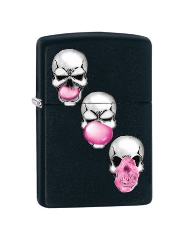 Encendedor Zippo Stamp Skull Bubble Gum 29398 Black Matte - Negro