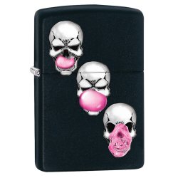 Encendedor Zippo Stamp Skull Bubble Gum 29398 Black Matte - Negro