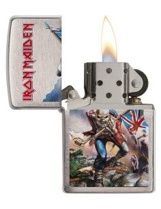 Encendedor Zippo Stamp Iron Maiden Trooper 29432 Brushed Chrome - Plateado 2