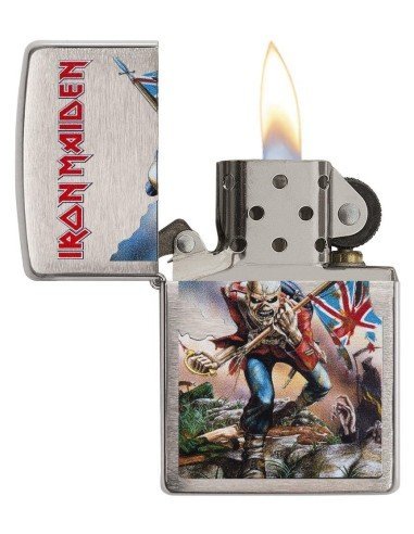 Encendedor Zippo Stamp Iron Maiden Trooper 29432 Brushed Chrome - Plateado