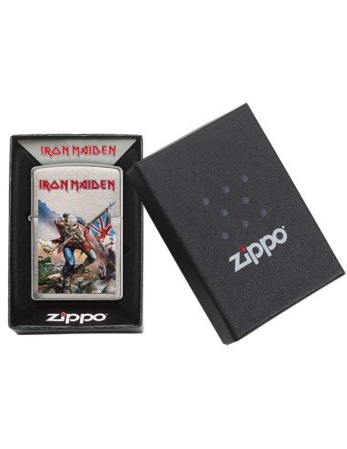 Encendedor Zippo Stamp Iron Maiden Trooper 29432 Brushed Chrome - Plateado