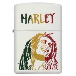Encendedor Zippo Stamp Bob Marley Colored Stripes 29308 White Matte - Blanco