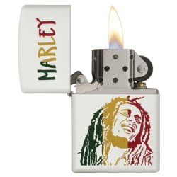 Encendedor Zippo Stamp Bob Marley Colored Stripes 29308 White Matte - Blanco