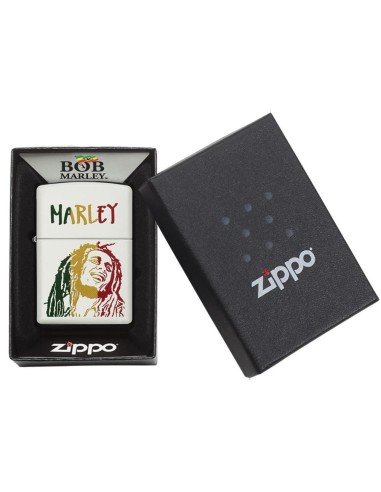 Encendedor Zippo Stamp Bob Marley Colored Stripes 29308 White Matte - Blanco