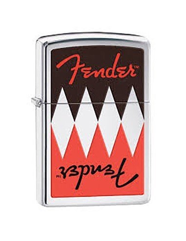Encendedor Zippo Stamp Fender Guitar 29309 High Polish Chrome - Plateado
