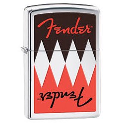 Encendedor Zippo Stamp Fender Guitar 29309 High Polish Chrome - Plateado