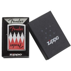 Encendedor Zippo Stamp Fender Guitar 29309 High Polish Chrome - Plateado