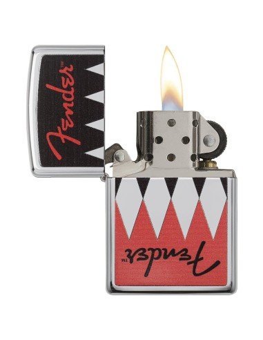 Encendedor Zippo Stamp Fender Guitar 29309 High Polish Chrome - Plateado