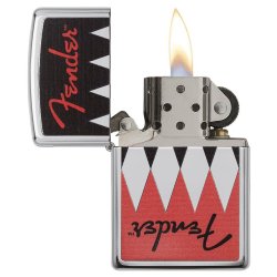Encendedor Zippo Stamp Fender Guitar 29309 High Polish Chrome - Plateado
