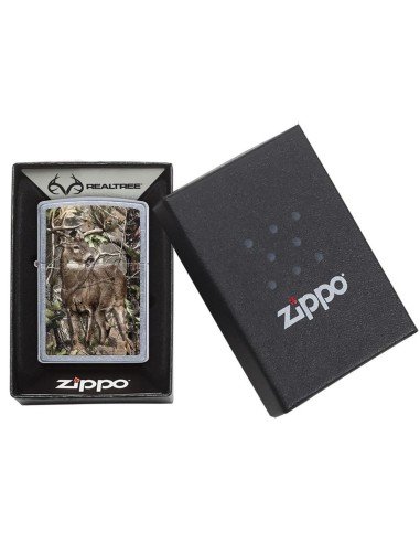 Encendedor Zippo Stamp Realtree Camo Buck Deer 29310 Street Chrome - Plateado