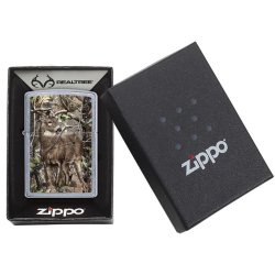 Encendedor Zippo Stamp Realtree Camo Buck Deer 29310 Street Chrome - Plateado