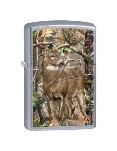 Encendedor Zippo Stamp Realtree Camo Buck Deer 29310 Street Chrome - Plateado