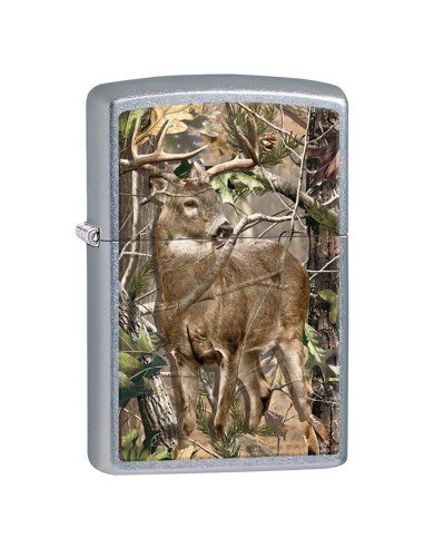 Encendedor Zippo Stamp Realtree Camo Buck Deer 29310 Street Chrome - Plateado
