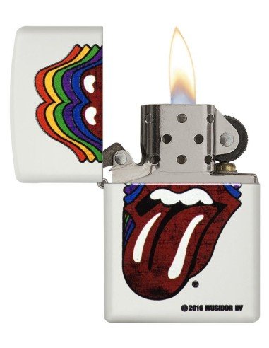 Encendedor Zippo Stamp The Rolling Stones Lips  29315 White Matte - Blanco