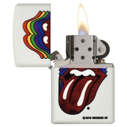Encendedor Zippo Stamp The Rolling Stones Lips  29315 White Matte - Blanco