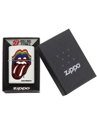 Encendedor Zippo Stamp The Rolling Stones Lips  29315 White Matte - Blanco