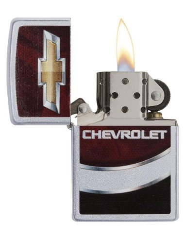 Encendedor Zippo Stamp Chevrolet Chevy 29318 Silver Red Black - Plateado