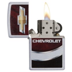 Encendedor Zippo Stamp Chevrolet Chevy 29318 Silver Red Black - Plateado