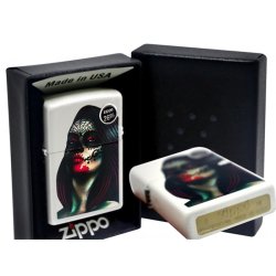Encendedor Zippo Stamp Day Of The Dead Lady Tattoo Women Girl 29400 White Matte - Blanco