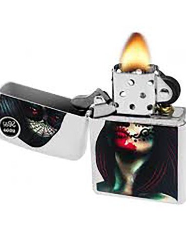 Encendedor Zippo Stamp Day Of The Dead Lady Tattoo Women Girl 29400 White Matte - Blanco