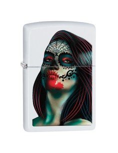 Encendedor Zippo Stamp Day Of The Dead Lady Tattoo Women Girl 29400 White Matte - Blanco
