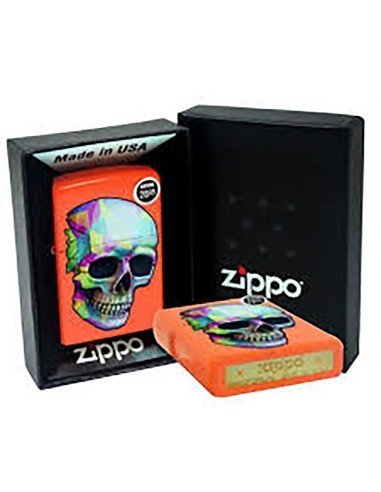 Encendedor Zippo Stamp Skull Colorful Windproff  29402 Orange mate - Naranaja