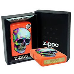 Encendedor Zippo Stamp Skull Colorful Windproff  29402 Orange mate - Naranaja