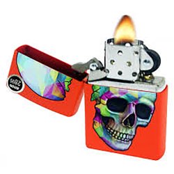 Encendedor Zippo Stamp Skull Colorful Windproff  29402 Orange mate - Naranaja