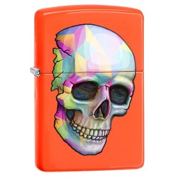 Encendedor Zippo Stamp Skull Colorful Windproff  29402 Orange mate - Naranaja