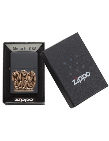 Encendedor Zippo Texture Three Monkeys 29409 Black matte - negro