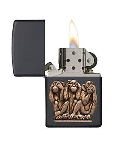Encendedor Zippo Texture Three Monkeys 29409 Black matte - negro